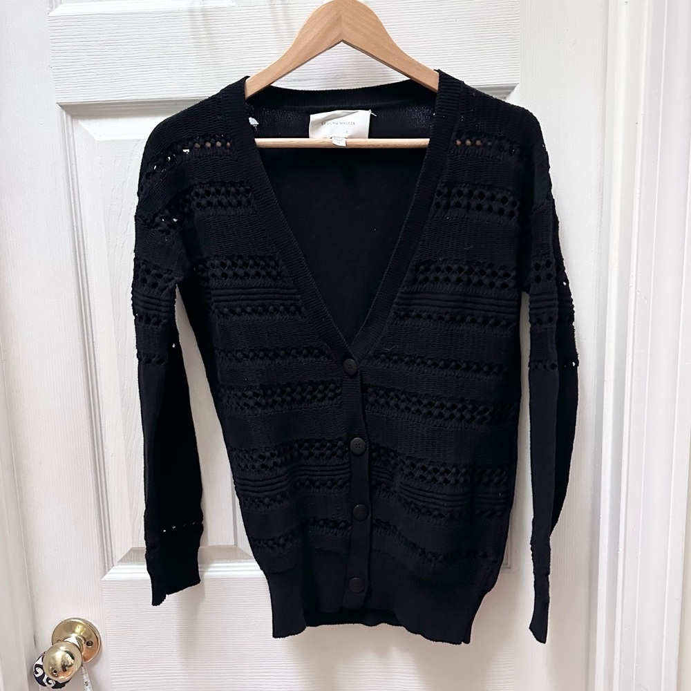 Brochu Walker black cardigan sweater knit s small